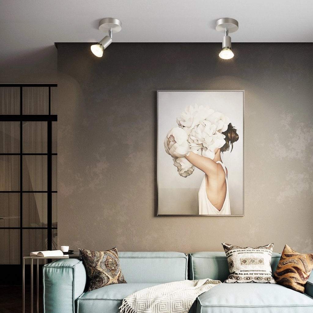 ZMH Faretto da soffitto decorativi 1 luce GU10 acciaio inox nichel rotazione 330° senza lampadina