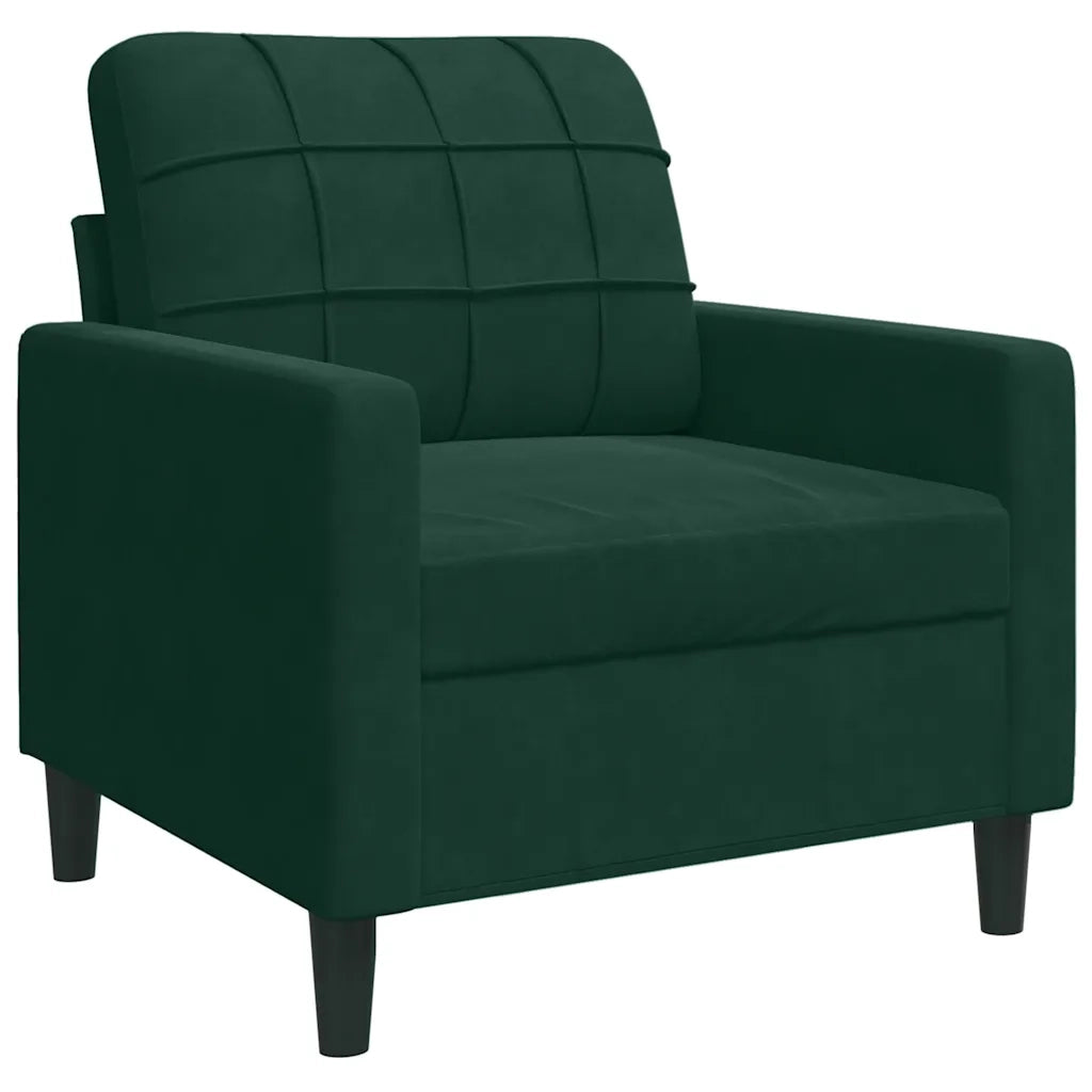 Set di Divani 3 pz con Cuscini Verde scuro in Velluto