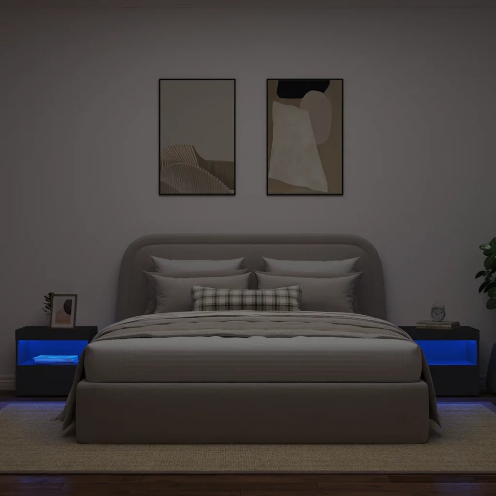 Comodini con Luci LED 2pz Neri 50x40x45 cmcod mxl 134011