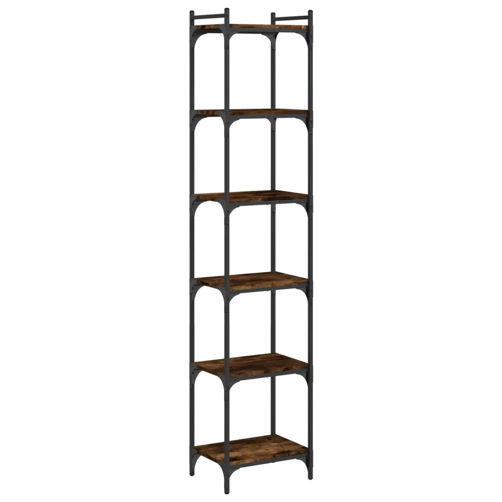 Libreria a 6 Ripiani Rovere Fumo 40x30x188 cm Legno Multistrato 837644