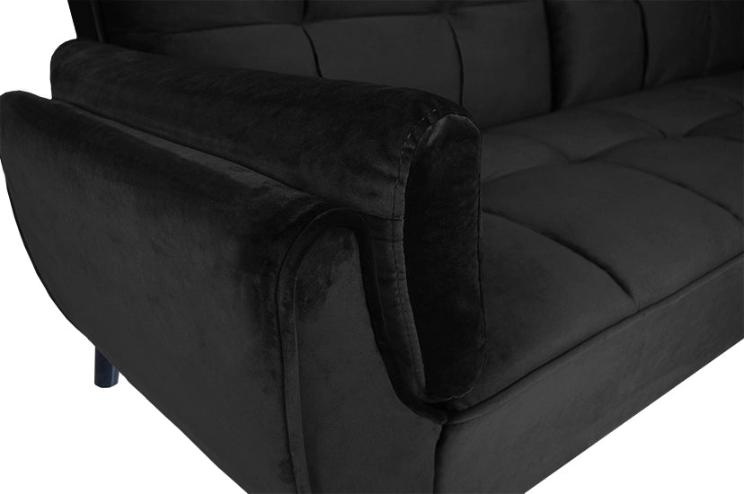 Divano letto clic clac in velluto nero piede nero - divano 3 posti - Ambra - DL-AM10VLT-PLN