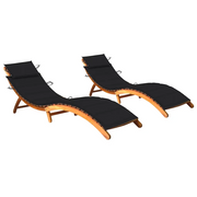 Sdraio 2 pz con Cuscini in Legno Massello di Acacia cod mxl 39492
