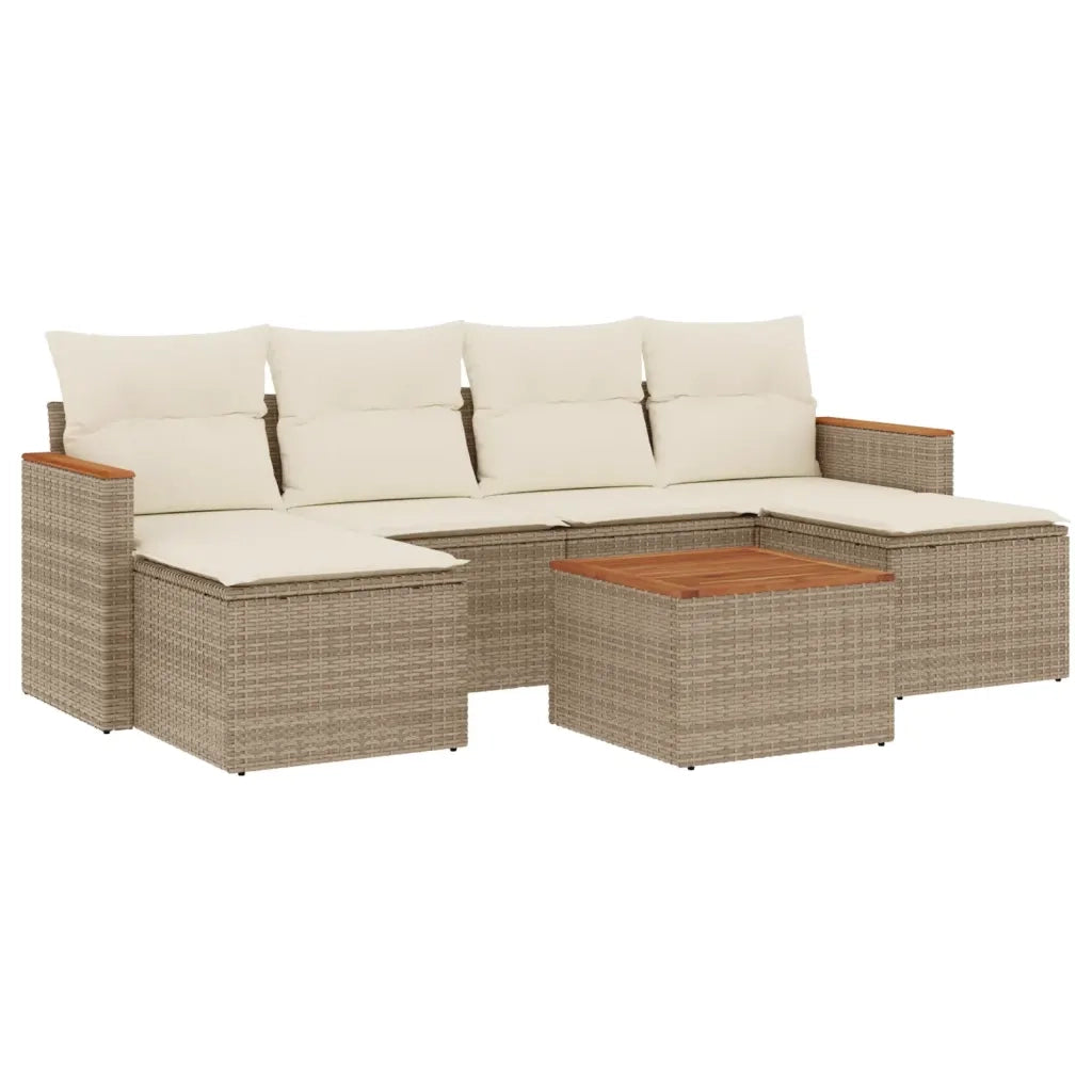 Set Divani da Giardino 7 pz con Cuscini Beige in Polyrattancod mxl 113079