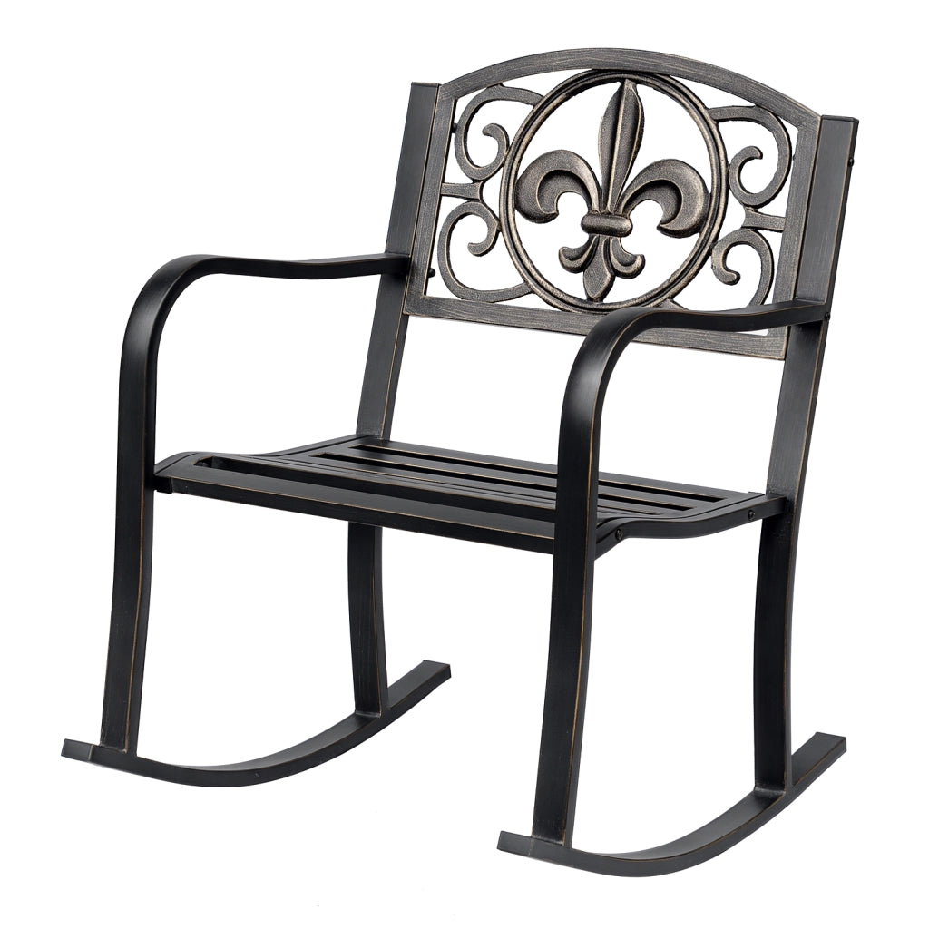 Poltrona dondolo da giardino in metallo ¨C zephmum ¨C bronzo 60x73x85 cm