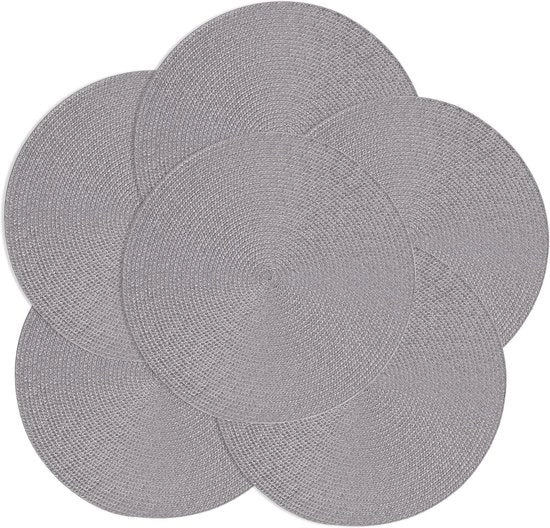 Set di tovagliette in grano grezzo manufatti - 6 placemats rotondi - resistente al calore e lavabile - antiscivolo - per sala da pranzo e cucina - decorazione da tavola - 38 cm