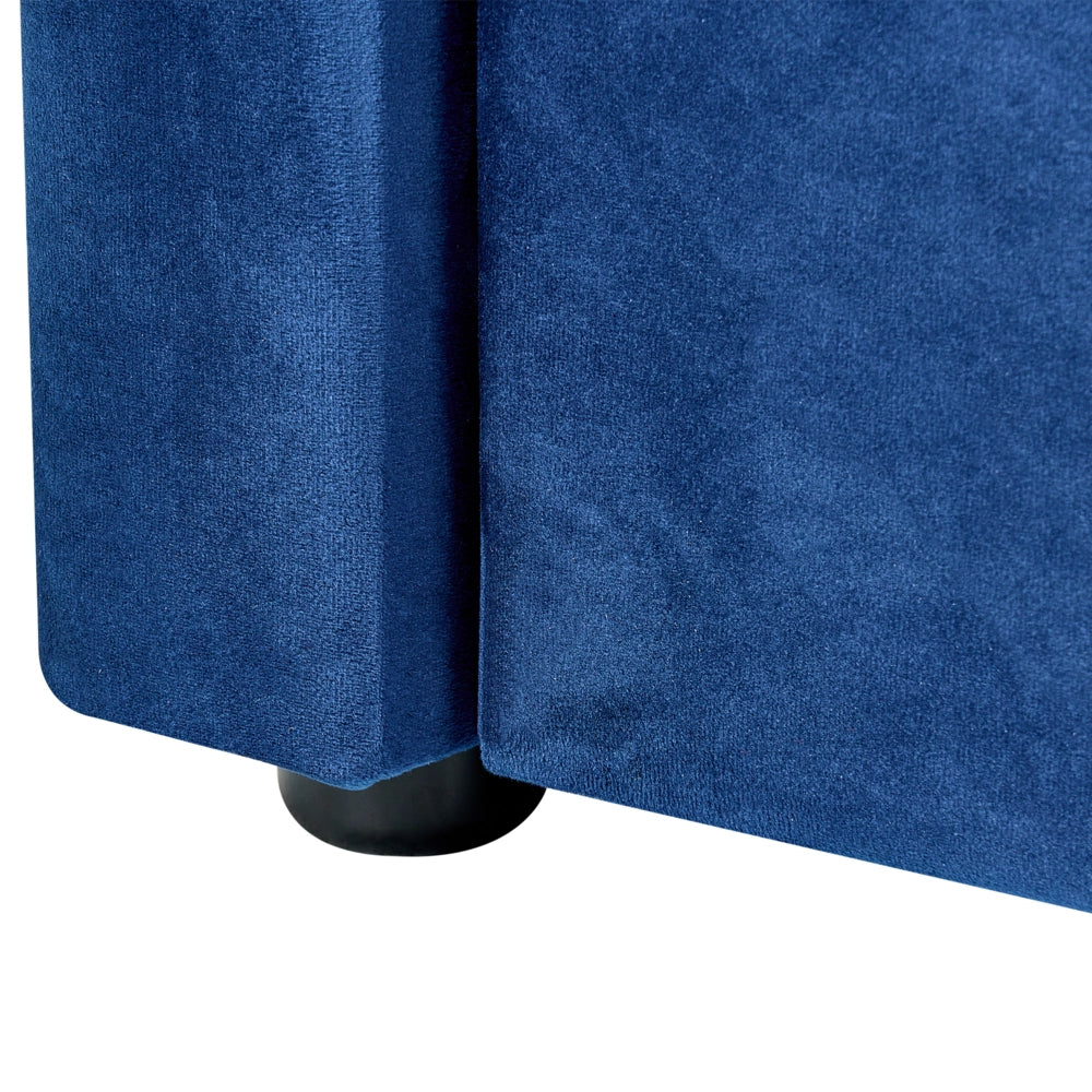 Letto da Giorno Estraibile in Velluto di colore blu con Rete a Doghe zona notte