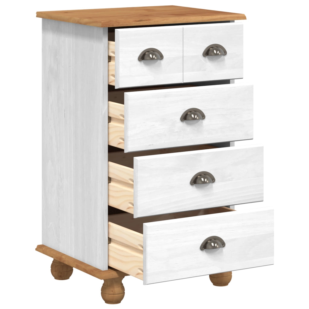 Cassettiera 'ASKIM'Bianca 45.8x40x79 cm Legno Massello di Pino