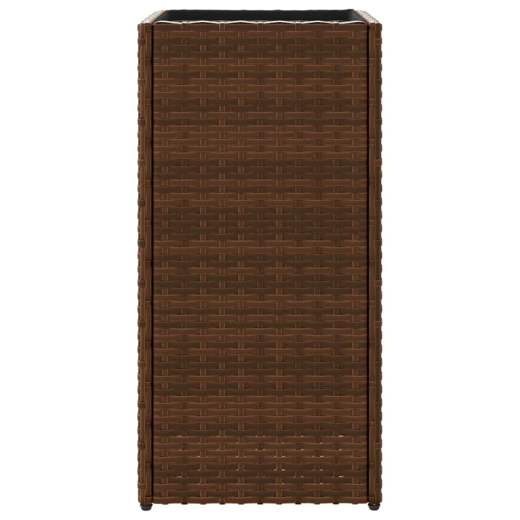 Fioriera rialzata per piante fiori giardino terrazze set da 2 30 x 30 x 60 cm resina intrecciata marrone 02_0038928