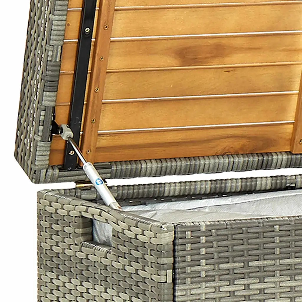 Panca da Giardino con Vano Portaoggetti 120cm Polyrattan Grigio 46481