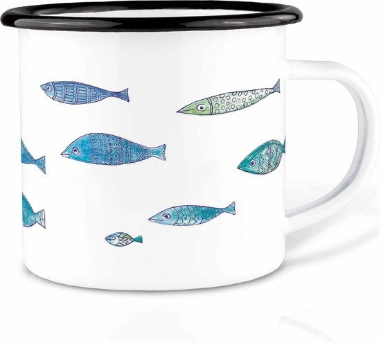 Tazza da Tè a Mano | Tazza da Tè con Decorazione a Mano | Tazza da Tè con Design | Pesce Caldo