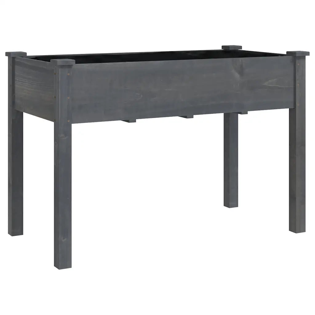 Fioriera Ruote e Fodera Grigia 118x59x80cm Legno Massello Abetecod mxl 93013