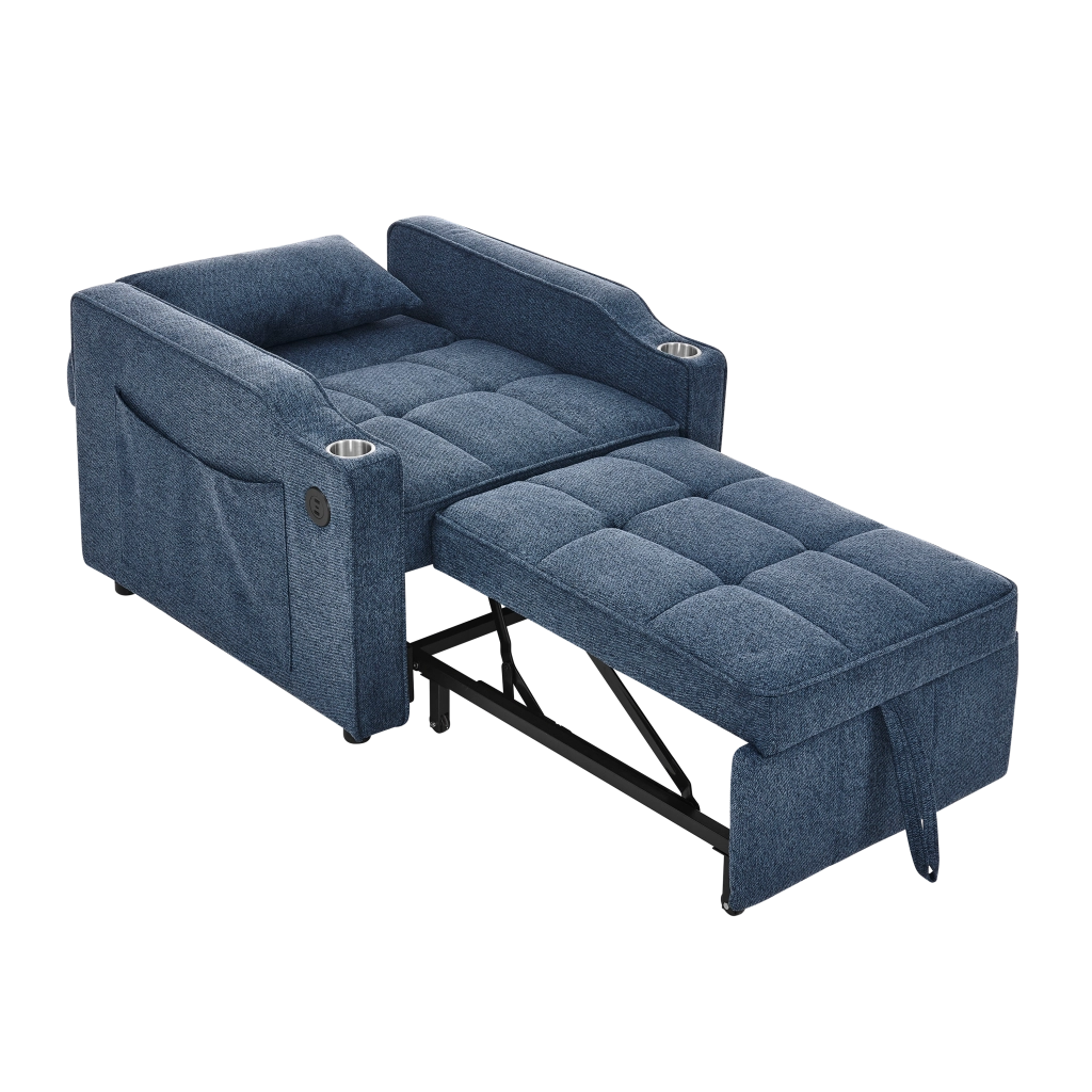 Divano Letto 3 in 1 con USB ¨C Xylo ¨C Blu Navy, Trasformabile