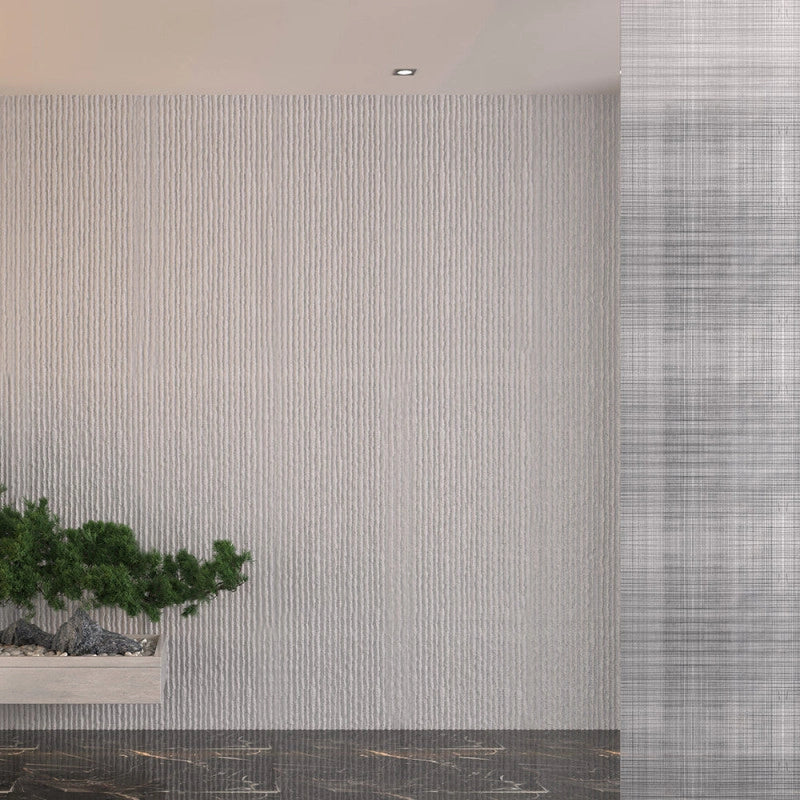 Pannello decorativo effetto pietra graffiata 3D set 12 pz 8,6 mt2 rivestimento murale in PU 120 x 60 x 2,5 Bianco Alab..