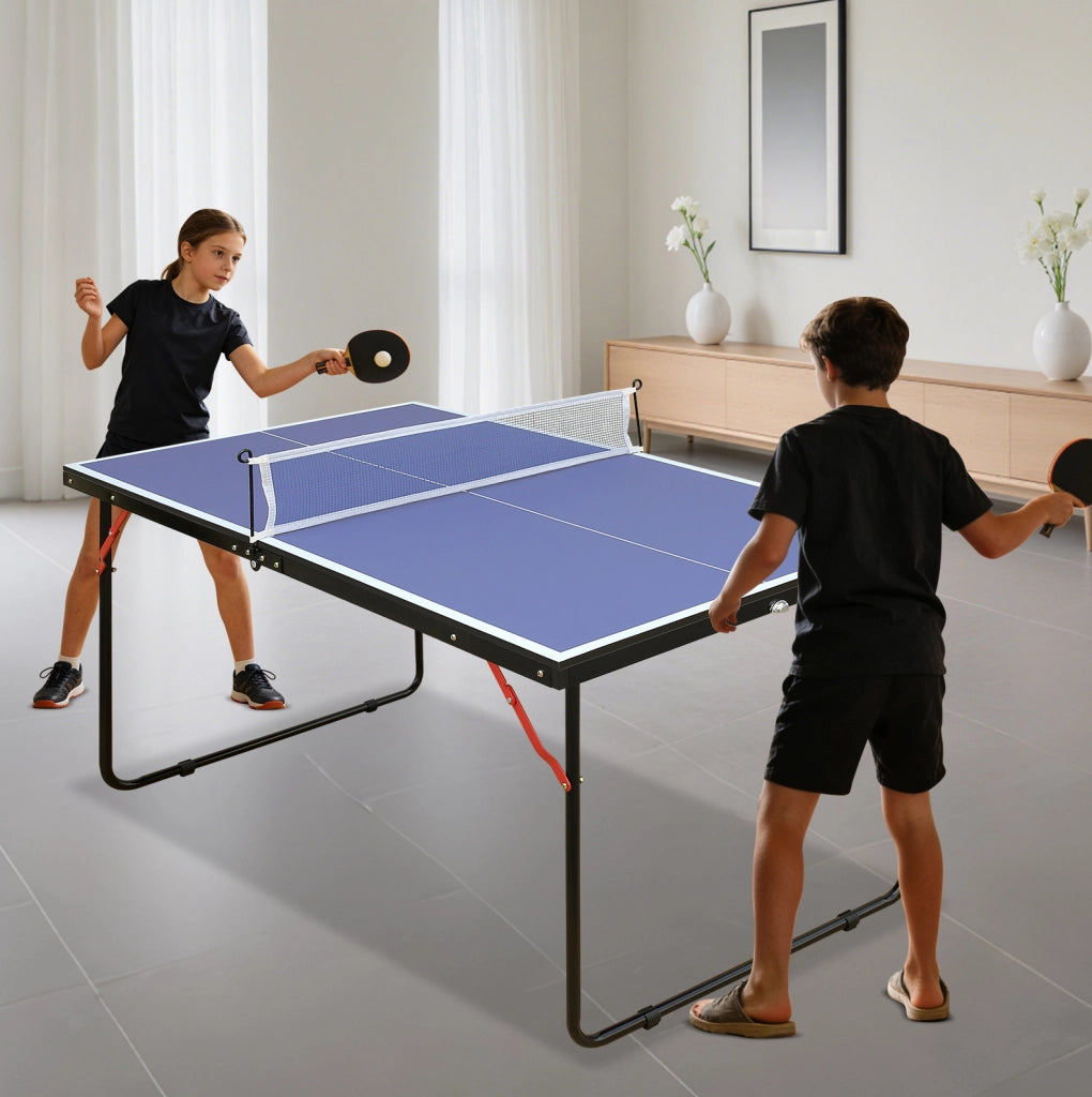 Tavolo da ping pong pieghevole 137 × 76 × 66 cm MDF blu， uso interno ed esterno