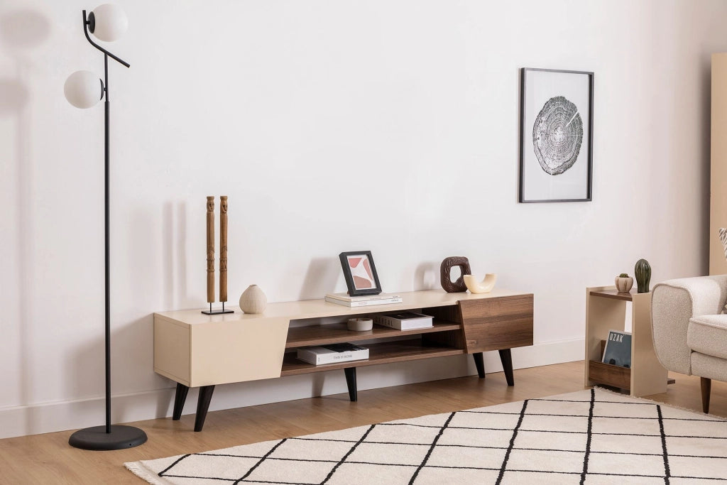Porta TV in legno "Clark" - 180 x 37 x 45 cm - Marrone