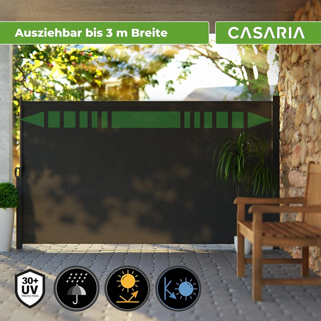 Tenda Parasole Laterale Nosara 180x300cm Estensibile Opaca Copertura Separe Privacy Frangivento Balcone