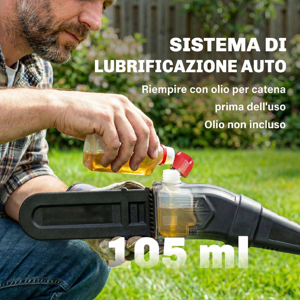 Motosega Telescopica a Batteria, 1.94m-2.56m con Lubrificazione Automatica