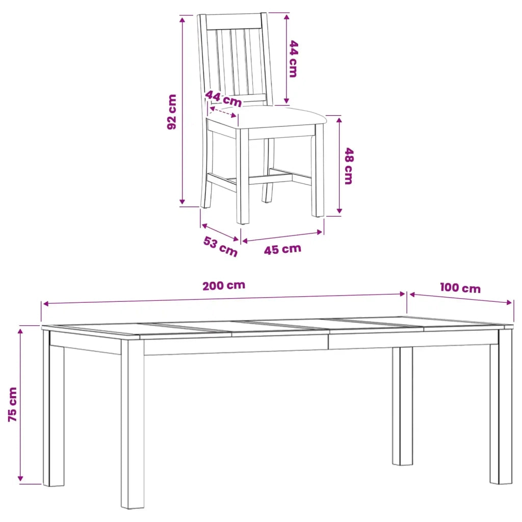 Set da pranzo 9 pz Beige Legno di Quercia Massello 3430402