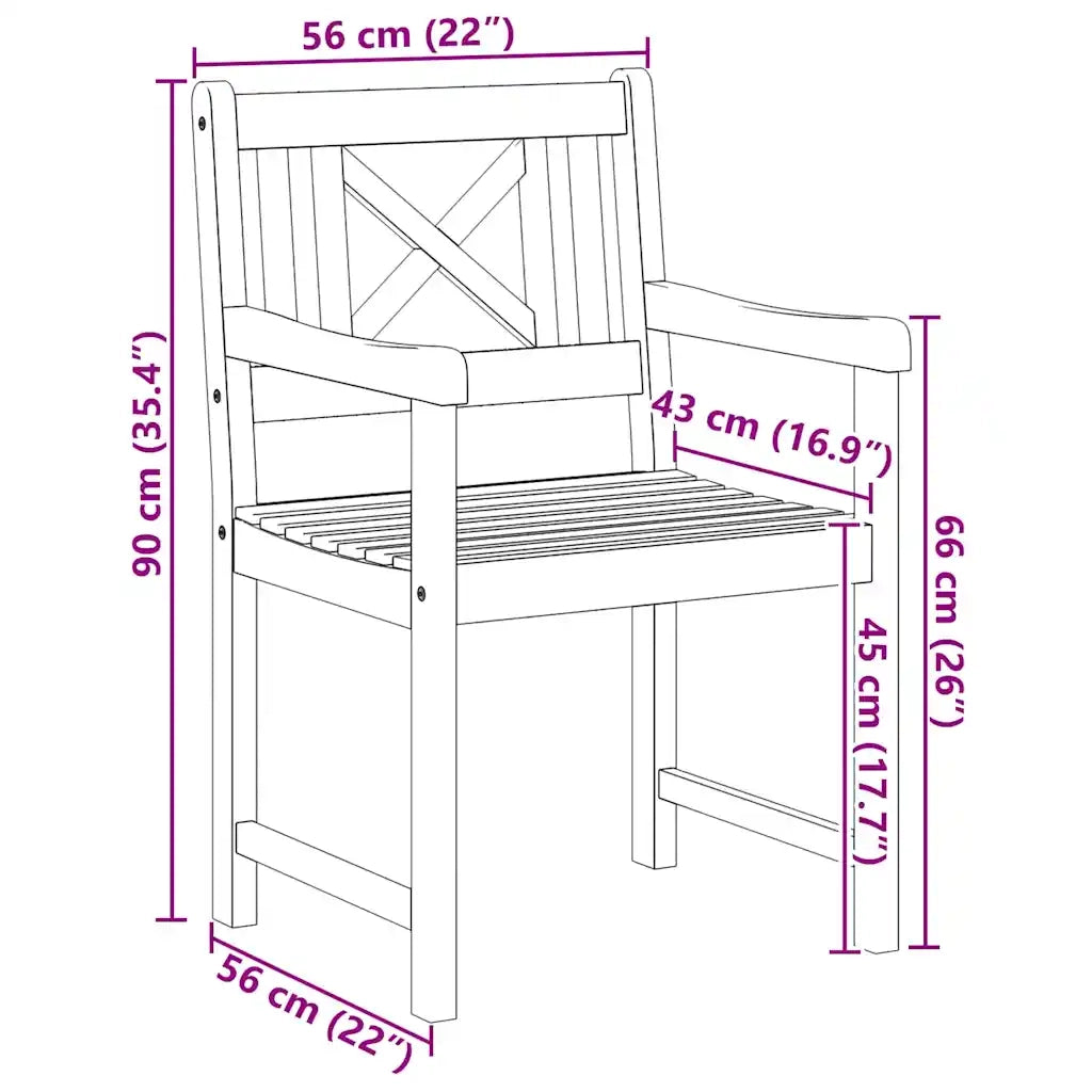 Panchina da esterno 4 pcs Naturale 56 x 55,5 x 90 cm 3324846