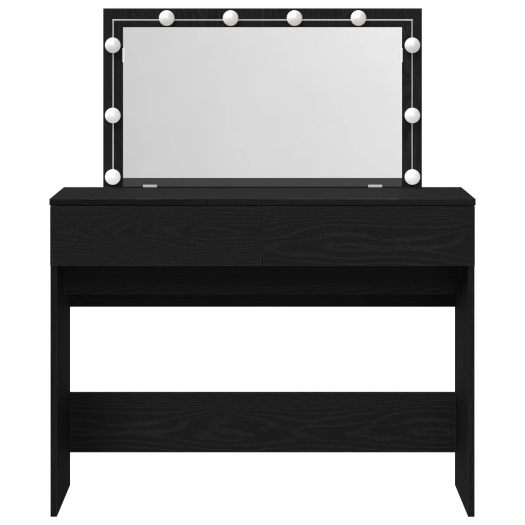 Tavolo da trucco con LED Rovere Nero 100x40x120 cm