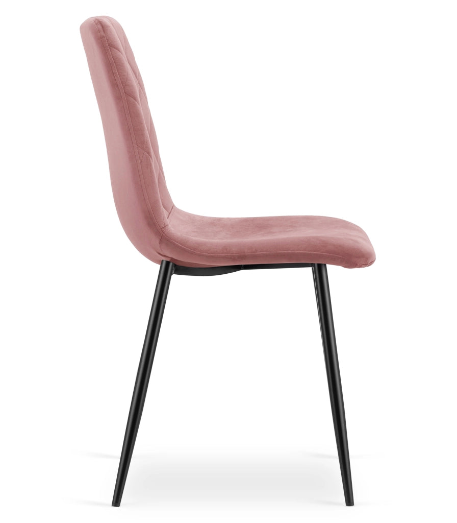 Sedia VALORA TURIN - Velluto rosa con gambe nere x 4