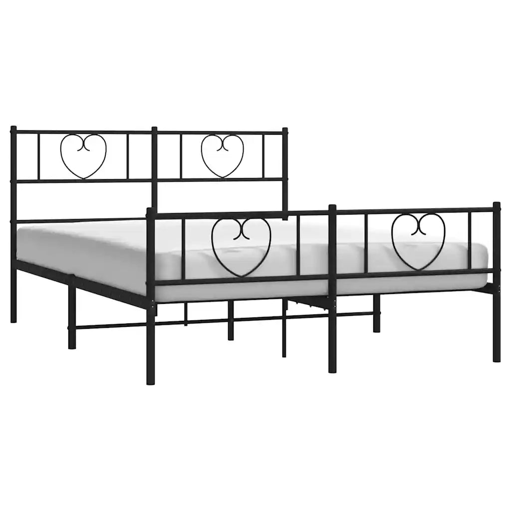 Giroletto con Testiera e Pediera Metallo Nero 135x190 cm 355480