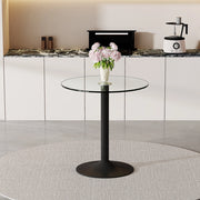 Tavolo da pranzo - rotondo da bar in vetro temperato - Ø89x92 cm - stile minimalista - lusso leggero