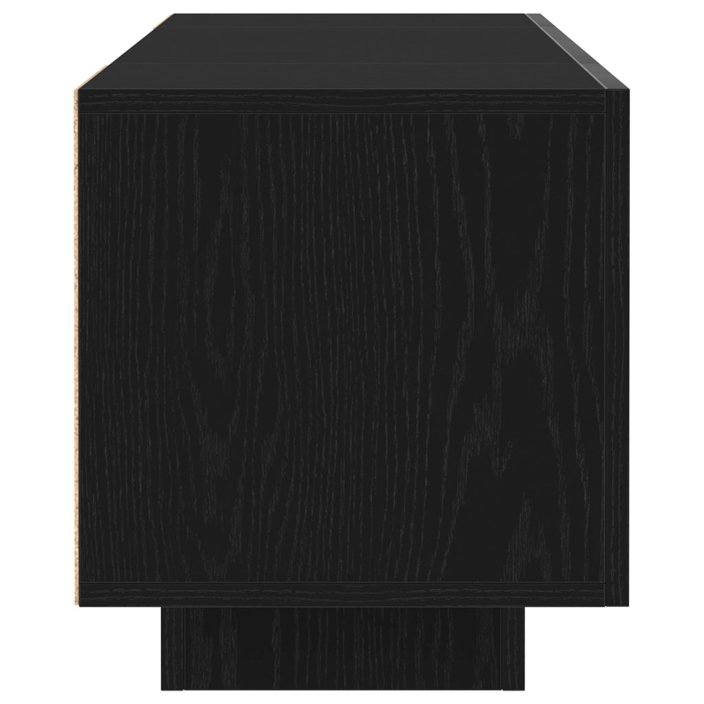 Mobile TV  con luci LED Nero Rovere 160x35x40 cm in legno ingegnerizzato