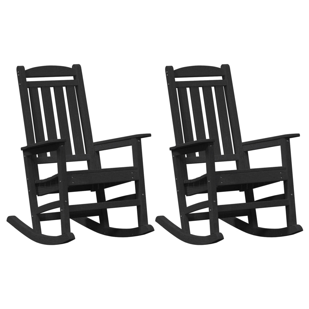 Sedie a Dondolo da Giardino 2 pz Nero 70x92x107.5 cm HDPE