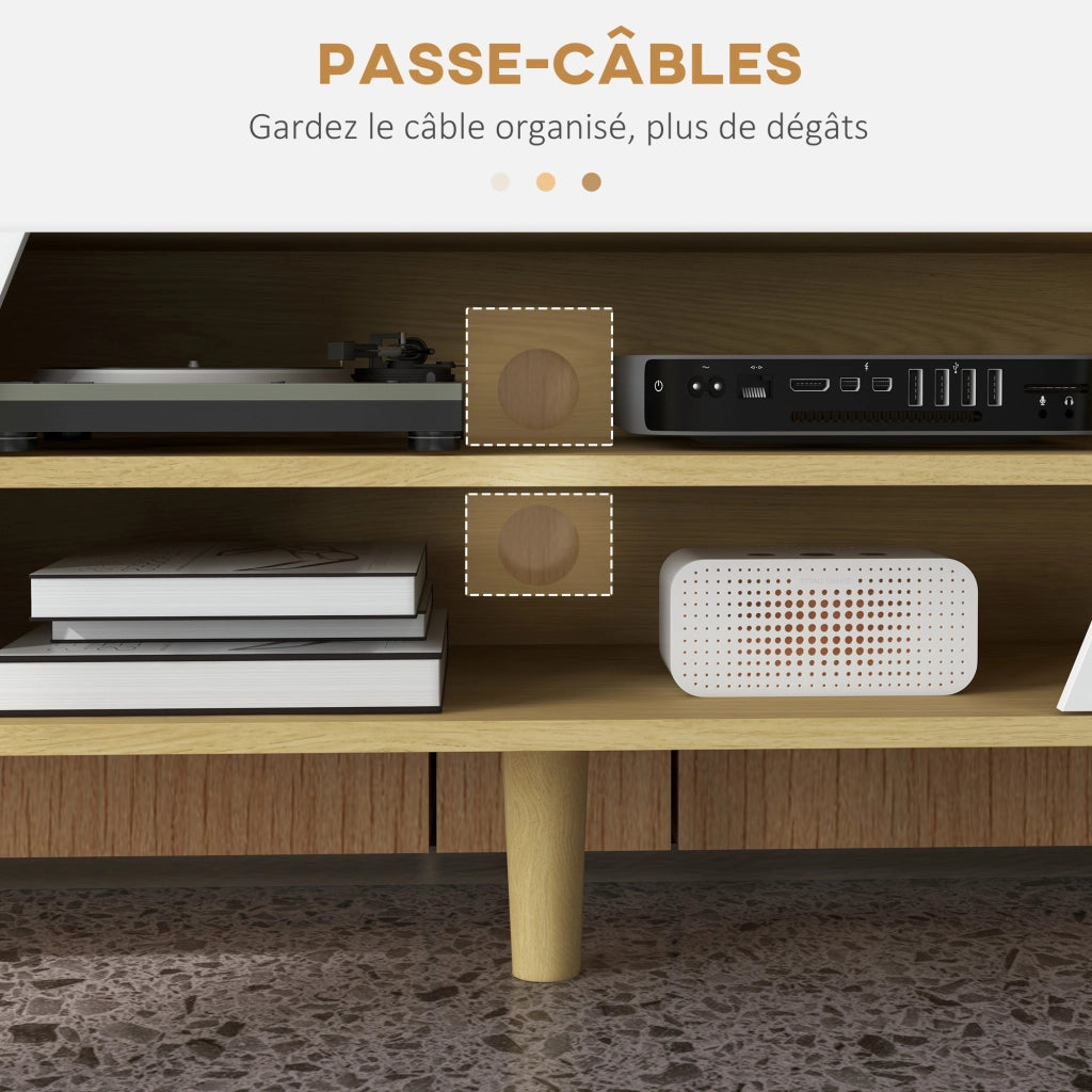 Mobile TV Scandinavo ¨C Xylo ¨C 2 Ante 2 Ripiani Passacavi 150x30x42cm Bianco