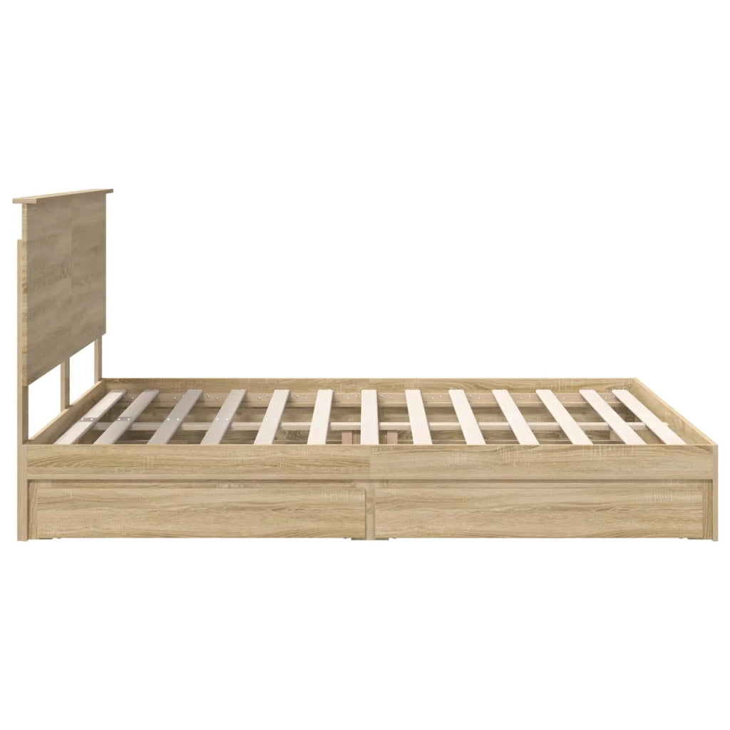 Letto con Contenitore con testiera Rovere Sonoma 160 x 200 cm