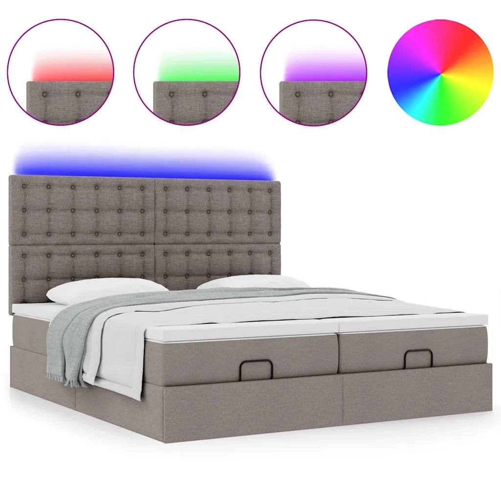 Struttura Letto Pouf con Materassi Tortora 180x200cm in Tessuto 3314587