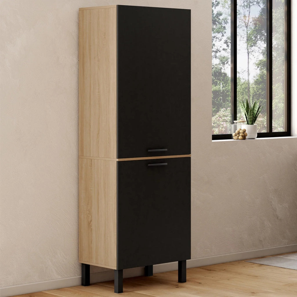 IDMarket - Cucina a 2 ante CINA 60 cm in faggio e nero