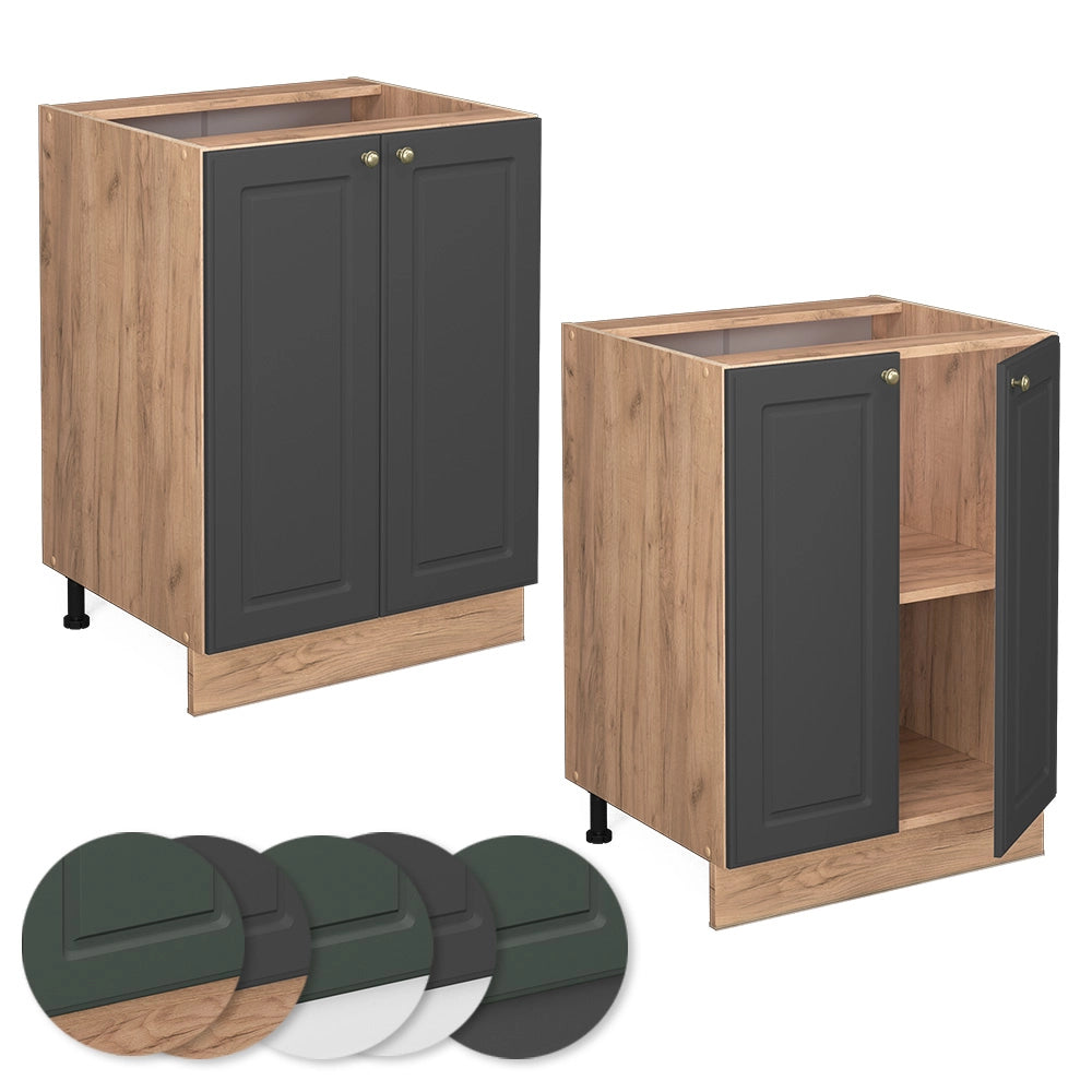 Mobiletto base cucina Fame-Line Antracite-oro/Rovere dorato 60 cm senza piano di lavoro Vicco