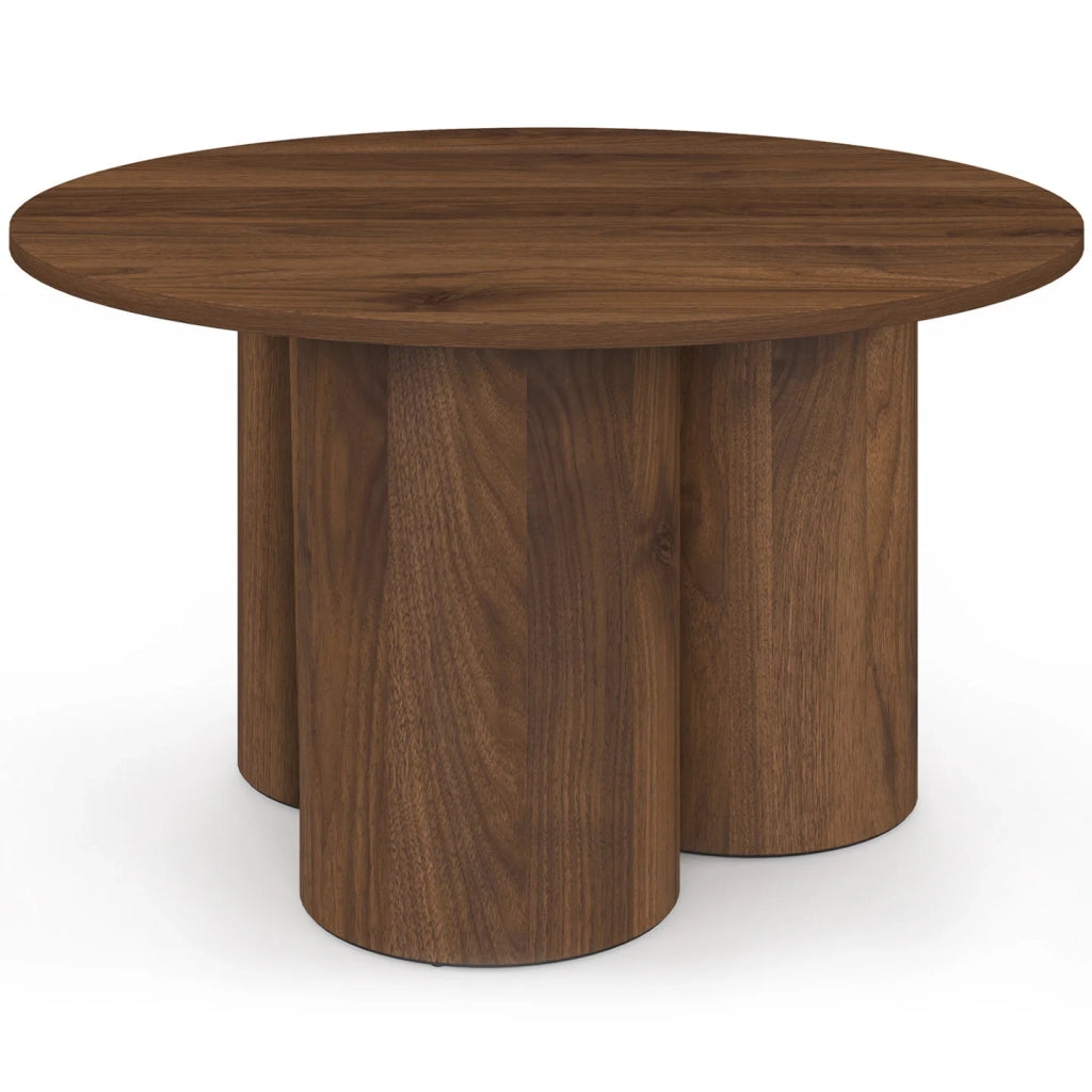 IDMarket - ELOISE Tavolino rotondo da 70 cm in legno effetto noce