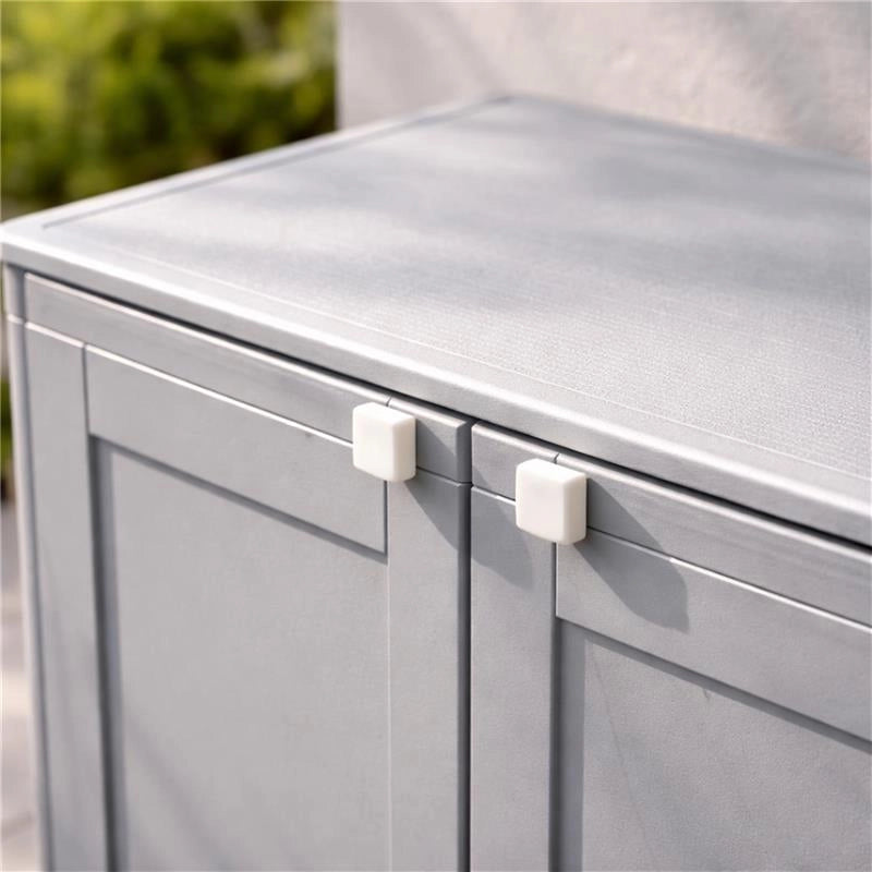 ARMADIO 2 ANTE GRIGIO 79X43X85,5 CM CON 3 RIPIANI – MOBILE COMPATTO ORGANIZZAZIONE CASA PER INGRESSO E LAVANDERIA