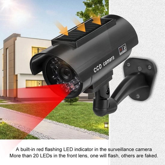 Camera di Sicurezza Solare - Ideale per la Sicurezza a Casa - Impermeabile - Simulazione Antifurto - Adatta per Esterno - 17 x 12 x 7