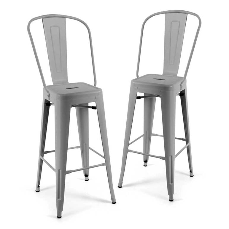 SET 2 SEDIE EDIMBURGO ALTE METALLICHE 42 X 42 X 76 CM GRIGIA SHABBY