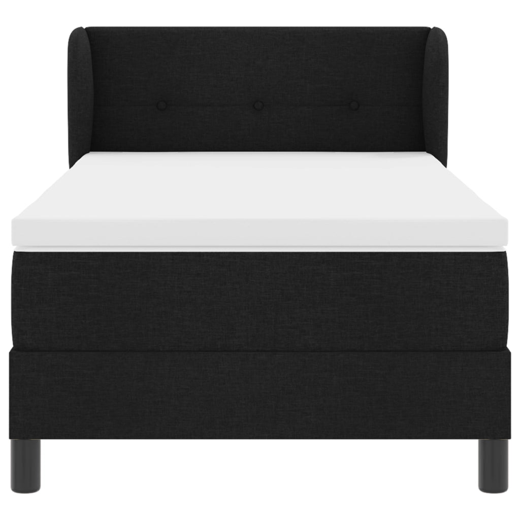 Letto Box Spring con Materasso  Nero 100x200 cm Tessuto