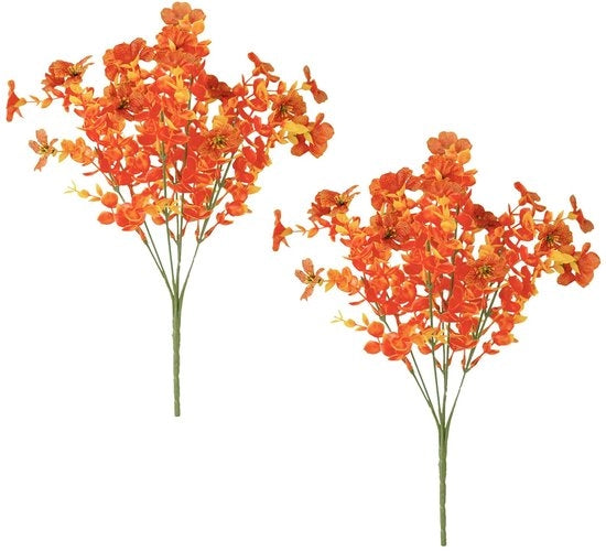 Fiori artificiali 2 raccolte - Fiori artificiali autunnali - Fiori di plastica - Bouquet di fiori artificiali - Decorazioni autunnali - Fiori artificiali arancioni - Ideali per interni/esterni