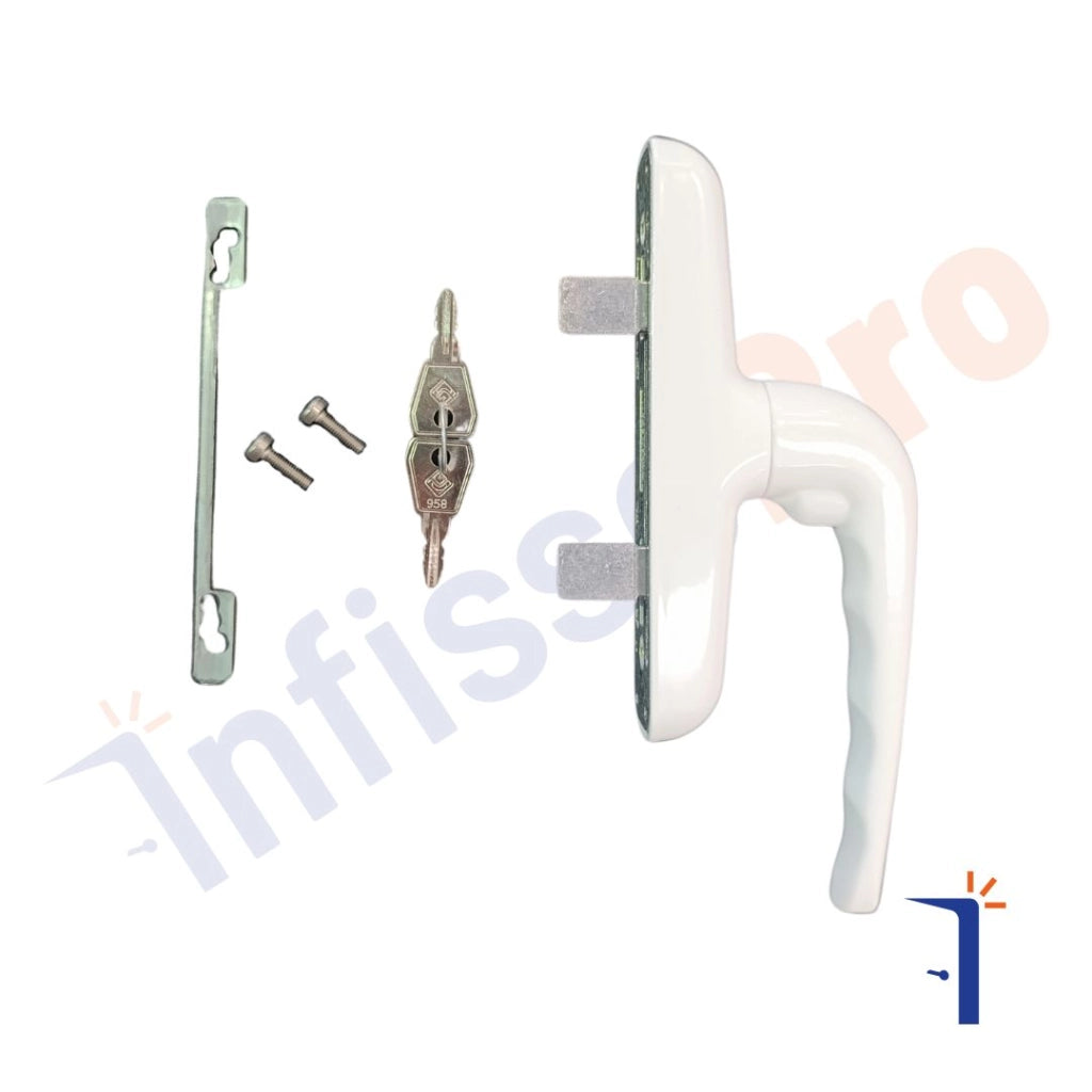 Maniglia con serratura e chiave A6033 Master Italy: aumenta la sicurezza delle tue finestre Colore: Bianco R9010
