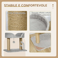 Albero per Gatti con Tiragraffi 48x38x42 cm con Lettino e Palline in Juta Grigio