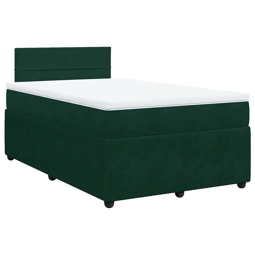 vidaXL Giroletto a Molle con Materasso Verde Scuro 120x190 cm Velluto