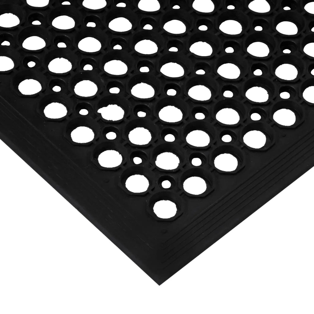 Zerbino rettangolare antiscivolo resistente 60 x 90 cm adatto per uso interno ed esterno finitura opaca in gomma nera 02_0046194