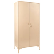 Mobile contenitore in acciaio beige chiaro con 2 ante e 3 ripiani design industriale per ufficio domestico tonalità Cashmere