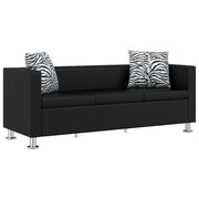 Divano | Divano da soggiorno | Sofa a 3 Posti in Similpelle Nero