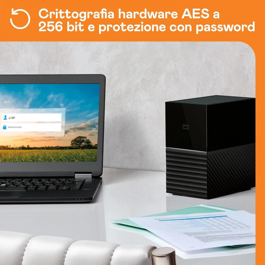 28TB My Book Duo Hard Disk Esterno per Desktop RAID, USB-C/USB 3.2 Gen 1, Protezion con password, Software per la gestion e il backup, RAID 0/1, JBOD, Formatto per Windows and MacOS, Nero