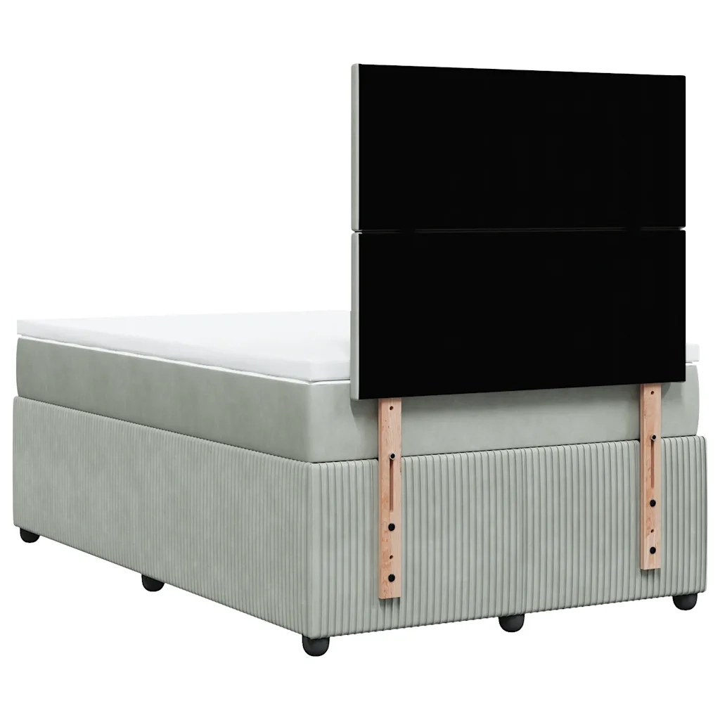 Giroletto a Molle con Materasso Grigio Chiaro 120x200cm Velluto
