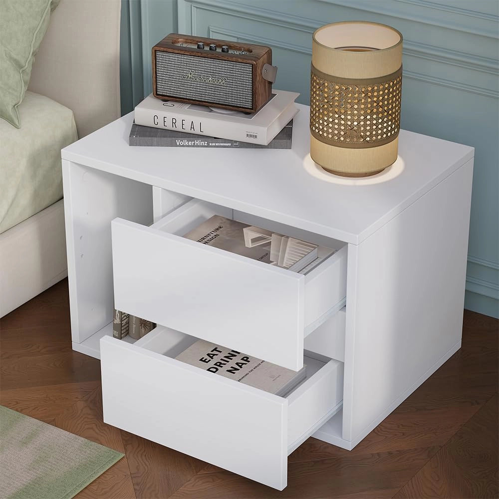 Comodino Vimogo, Bianco, Set di 2