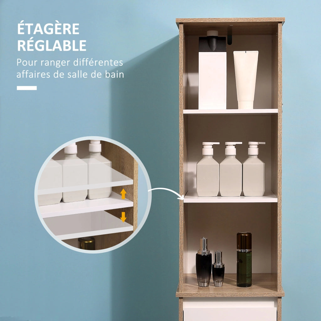 Mobiletto Colonna Bagno Sottolavabo 3 Ante Cassetto Ripiani ¨C Zephmum ¨C Bianco Rovere 60x30x